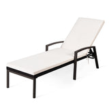 NNECW Outdoor Reclining Chaise with Adjustable Backrest for Garden White