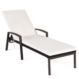 NNECW Outdoor Reclining Chaise with Adjustable Backrest for Garden White