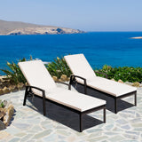 NNECW Outdoor Reclining Chaise with Adjustable Backrest for Garden White