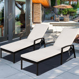 NNECW Outdoor Reclining Chaise with Adjustable Backrest for Garden White