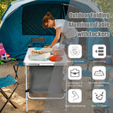 NNECW Portable Outdoor Aluminum Picnic Table with Zippered Storage Organizer for BBQ/Party