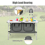 NNECW Portable Outdoor Aluminum Picnic Table with Zippered Storage Organizer for BBQ/Party