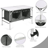 NNECW Portable Outdoor Aluminum Picnic Table with Zippered Storage Organizer for BBQ/Party
