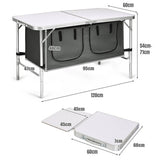 NNECW Portable Outdoor Aluminum Picnic Table with Zippered Storage Organizer for BBQ/Party
