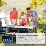 NNECW Portable Outdoor Aluminum Picnic Table with Zippered Storage Organizer for BBQ/Party