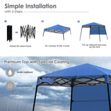 NNECW 2.1m x 2.1m Slant Leg Pop-up Canopy with Backpack for Camping-Blue