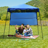 NNECW 2.1m x 2.1m Slant Leg Pop-up Canopy with Backpack for Camping-Blue