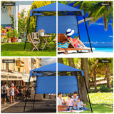 NNECW 2.1m x 2.1m Slant Leg Pop-up Canopy with Backpack for Camping-Blue