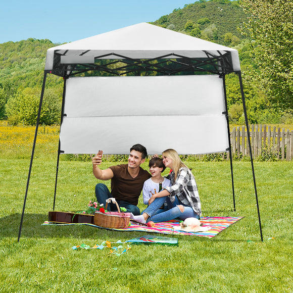 NNECW 2.1m x 2.1m Slant Leg Pop-up Canopy with Backpack for Camping-White