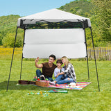 NNECW 2.1m x 2.1m Slant Leg Pop-up Canopy with Backpack for Camping-White