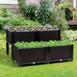NNECW Set of 4 Raised Planting Container with Brackets for Garden