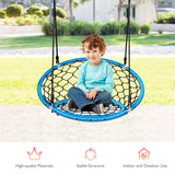 NNECW Net Hanging Swing Chair with Adjustable Hanging Ropes for Outdoor-Blue
