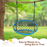 NNECW Net Hanging Swing Chair with Adjustable Hanging Ropes for Outdoor-Blue