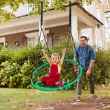 NNECW Net Hanging Swing Chair with Adjustable Hanging Ropes for Outdoor-Green