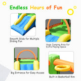 NNECW Inflatable Bounce Playhouse with Basketball Rim & Slide & Carrying Bag without Blower