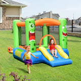 NNECW Inflatable Bounce Playhouse with Basketball Rim & Slide & Carrying Bag without Blower