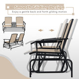 NNECW 2 Person Mesh Fabric Glider Chair with Center Table for Outdoor-Beige