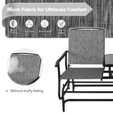 NNECW 2 Person Mesh Fabric Glider Chair with Center Table for Outdoor-Grey