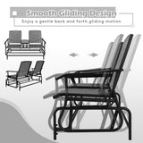 NNECW 2 Person Mesh Fabric Glider Chair with Center Table for Outdoor-Grey