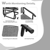 NNECW 2 Person Mesh Fabric Glider Chair with Center Table for Outdoor-Grey