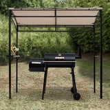 NNECW Patio Barbecue Canopy with Serving Shelf and Storage Hooks for Garden-Beige