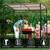 NNECW Patio Barbecue Canopy with Serving Shelf and Storage Hooks for Garden-Beige