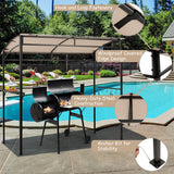 NNECW Patio Barbecue Canopy with Serving Shelf and Storage Hooks for Garden-Beige