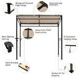 NNECW Patio Barbecue Canopy with Serving Shelf and Storage Hooks for Garden-Beige