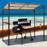 NNECW Patio Barbecue Canopy with Serving Shelf and Storage Hooks for Garden-Beige