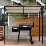 NNECW Patio Barbecue Canopy with Serving Shelf and Storage Hooks for Garden-Beige