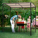 NNECW Patio Barbecue Canopy with Serving Shelf and Storage Hooks for Garden-Beige