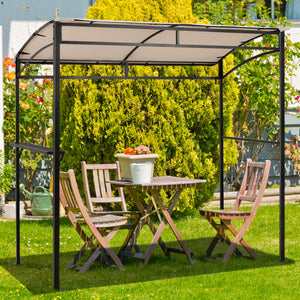 NNECW Patio Barbecue Canopy with Serving Shelf and Storage Hooks for Garden-Beige
