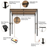 NNECW Patio Barbecue Canopy with Serving Shelf and Storage Hooks for Garden-Coffee