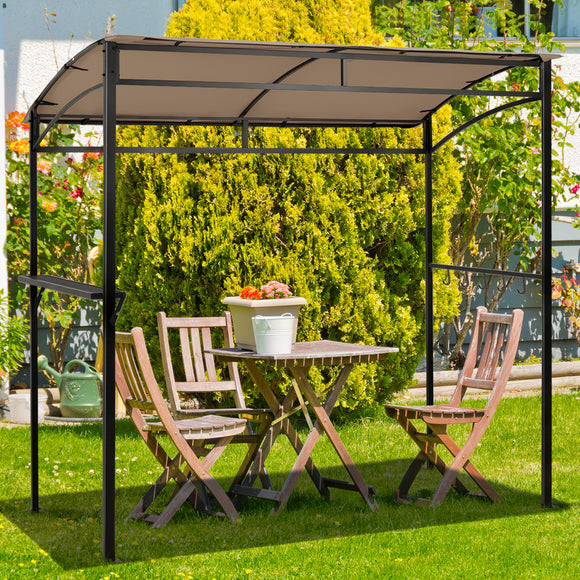 NNECW Patio Barbecue Canopy with Serving Shelf and Storage Hooks for Garden-Coffee