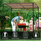 NNECW Patio Barbecue Canopy with Serving Shelf and Storage Hooks for Garden-Coffee