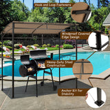 NNECW Patio Barbecue Canopy with Serving Shelf and Storage Hooks for Garden-Coffee