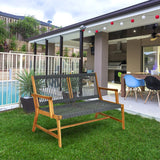 NNECW Patio Acacia Wood Bench Chair Outdoor Furniture for Garden-Gray