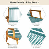 NNECW Patio Acacia Wood Bench Chair Outdoor Furniture for Garden-Turquoise