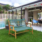 NNECW Patio Acacia Wood Bench Chair Outdoor Furniture for Garden-Turquoise