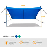 NNECW 3 x 2.8 M Portable Beach Sunshade with Waterproof Carry Bag for Camping Blue