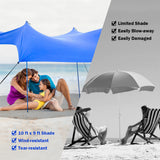 NNECW 3 x 2.8 M Portable Beach Sunshade with Waterproof Carry Bag for Camping Blue