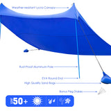 NNECW 3 x 2.8 M Portable Beach Sunshade with Waterproof Carry Bag for Camping Blue