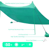 NNECW 3 x 2.8 M Portable Beach Sunshade with Waterproof Carry Bag for Camping Turquoise