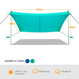 NNECW 3 x 2.8 M Portable Beach Sunshade with Waterproof Carry Bag for Camping Turquoise