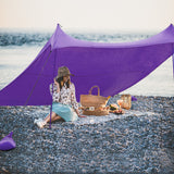 NNECW 3 x 2.8 M Portable Beach Sunshade with Waterproof Carry Bag for Camping Purple
