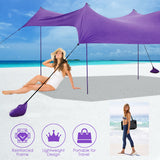 NNECW 3 x 2.8 M Portable Beach Sunshade with Waterproof Carry Bag for Camping Purple