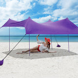 NNECW 3 x 2.8 M Portable Beach Sunshade with Waterproof Carry Bag for Camping Purple