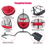 NNECW Hanging Egg Shape Wicker Swing Chair-Red