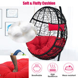 NNECW Hanging Egg Shape Wicker Swing Chair-Red