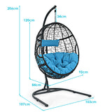 NNECW Hanging Egg Shape Wicker Swing Chair-Turquoise